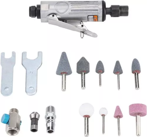 merkloos Angle Grinder Set - 16-delig Pneumatisch Schuurgereedschap voor Polijsten 1/4 