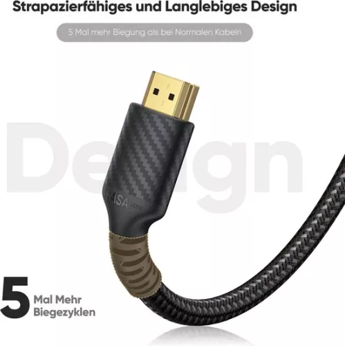 merkloos 10K 8K HDMI 2.1 kabel - 3M lengte - 48Gbps - Ultra High Speed - officieel gecertificeerd - 8K @60Hz - 4K @120Hz - 144Hz - HDCP 2.2 & 2.3 - 4:4 - eARC - HDR10 - HDMI-kabel - nylon gevlochten - met testrapport . (8785309353805)