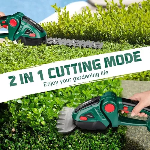 merkloos Draadloze heggenschaar met ergonomische handgreep en veiligheidskap - Bladlengte 52 cm - Tandafstand voor efficiënt snoeien - Inclusief 2 accu's! - Lichtgewicht heggenschaar voor tuin-, schutting- en erfonderhoud (6151138899883)