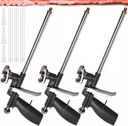 merkloos 3-delige PU-schuimpistoolset voor professioneel gebruik - montageschuimpistool voor constructieschuim - zwart. (6152316547565)