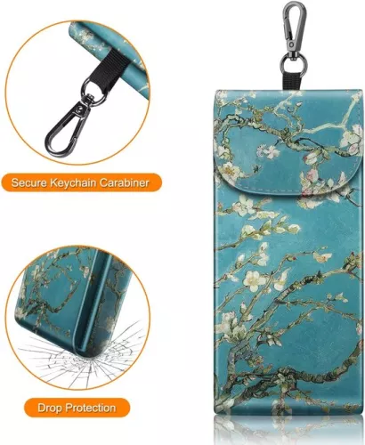 merkloos Dubbele brillenkoker met karabijnhaak - draagbaar - veganistisch leer - 1 stuk (9503397973489)