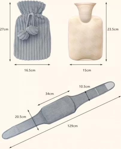 merkloos Warmwaterkruik met etui - 1 liter - Warmwaterkruik - Warmwaterkruik met etui - 3-in-1 - Tot 6 uur warmte - Heerlijk zacht - Warmteband voor menstruatie - Pijnverlichting voor nek, rug, schouders en benen (9193396601461)