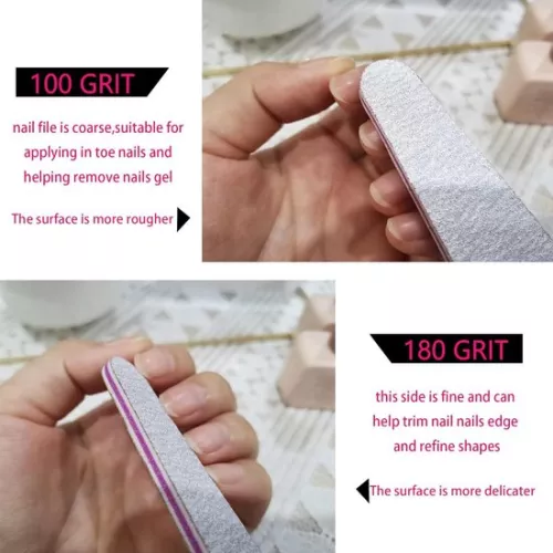 merkloos 50 stuks nagelvijlen 100/180 dubbelzijdige vijlen voor gelnagels - Professioneel nagellak manicure nagelkunst materiaal schuurpapier vorm diamant kleur grijs/kern paars (6154107885856)