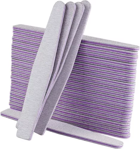 merkloos 50 stuks nagelvijlen 100/180 dubbelzijdige vijlen voor gelnagels - Professioneel nagellak manicure nagelkunst materiaal schuurpapier vorm diamant kleur grijs/kern paars (6154107885856)