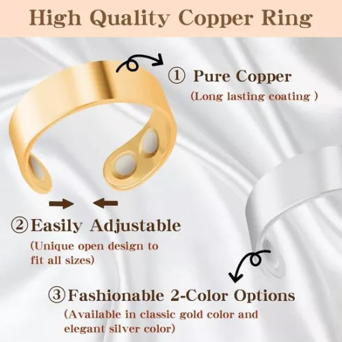 Merkloos Allecto Plus - Magnetische ringen voor vrouwen - Menopauze ringen - Angstvermindering en gewichtsverlies - Cadeauverpakking - Betere slaap - Set van 2 (goud/zilver) (8785327329929)