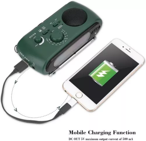 merkloos Timé Solar Emergency Radio - Survival Radio - Radio met opwindmechanisme - Opwindbaar op zonne-energie - Noodpakket/Rampenrugzak - met zaklamp en powerbank (6096549468450)