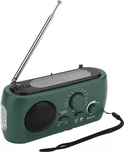 merkloos Timé Solar Emergency Radio - Survival Radio - Radio met opwindmechanisme - Opwindbaar op zonne-energie - Noodpakket/Rampenrugzak - met zaklamp en powerbank (6096549468450)
