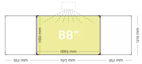 WhiteboardMatch Projectiebord emailstaal mat wit (16:10), Extraflat profiel, 5-vlaks voor pen projector (o.a. Epson 685Wi en 725Wi), muurmontage (50356)