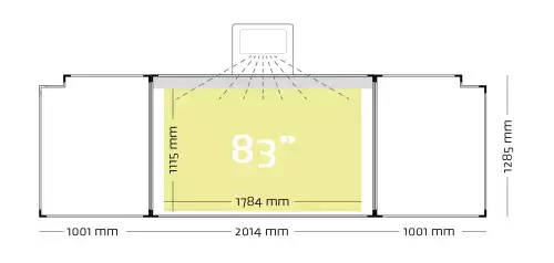 WhiteboardMatch Projectiebord emailstaal mat wit (16:10) , Extraflat profiel, 5-vlaks voor touch projector (o.a. Epson 695Wi en 735Fi), muurmontage (50363)