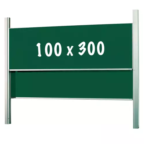 WhiteboardMatch Krijtbord Deluxe - In hoogte verstelbaar - Dubbelzijdig bord - Schoolbord - Eenvoudige montage - Geëmailleerd staal - Groen - 300x100cm (50392)