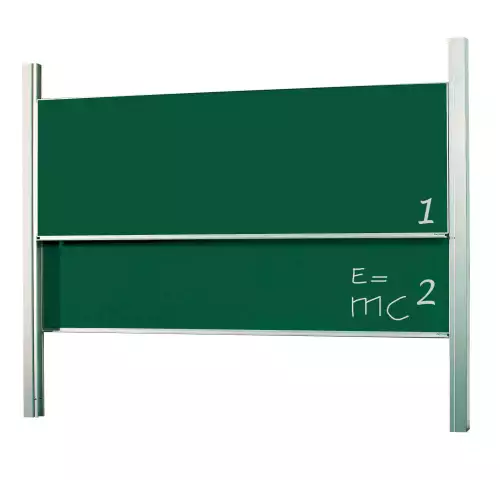 WhiteboardMatch Krijtbord Deluxe - In hoogte verstelbaar - Dubbelzijdig bord - Schoolbord - Eenvoudige montage - Geëmailleerd staal - Groen - 300x100cm (50392)