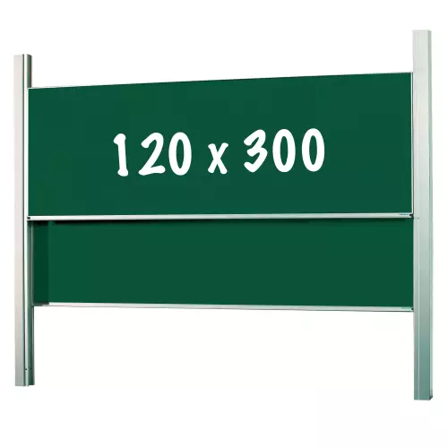 WhiteboardMatch Krijtbord Deluxe - In hoogte verstelbaar - Dubbelzijdig bord - Schoolbord - Eenvoudige montage - Geëmailleerd staal - Groen - 300x120cm (50394)