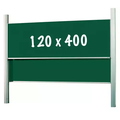 WhiteboardMatch Krijtbord Deluxe - In hoogte verstelbaar - Dubbelzijdig bord - Schoolbord - Eenvoudige montage - Geëmailleerd staal - Groen - 120x400cm (50398)