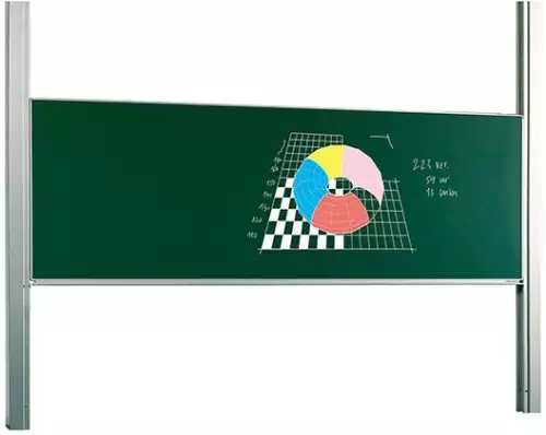 WhiteboardMatch Krijtbord PRO - In hoogte verstelbaar - Enkelzijdig bord - Schoolbord - Eenvoudige montage - Geëmailleerd staal - Groen - 100x250cm (50404)