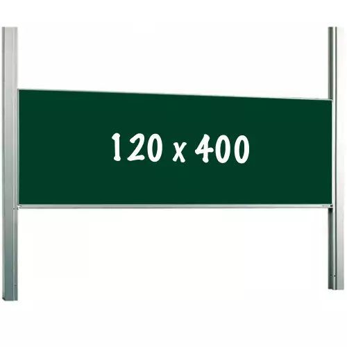 WhiteboardMatch Krijtbord PRO - In hoogte verstelbaar - Enkelzijdig bord - Schoolbord - Eenvoudige montage - Geëmailleerd staal - Groen - 400x120cm (50414)