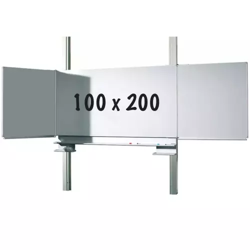 WhiteboardMatch Whiteboard Deluxe - Geëmailleerd staal - Schuifmechanisme - Vijfzijdige schoolbordwand - Weekplanner - Maandplanner - Jaarplanner - Magnetisch - Wit - 100x200cm (50417)