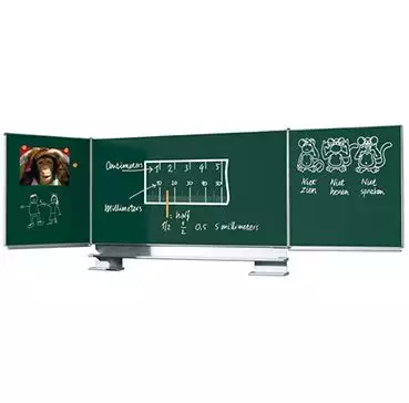 WhiteboardMatch Krijtbord PRO - Schuifmechanisme - Vijfzijdig bord - Schoolbord - Eenvoudige montage - Geëmailleerd staal - Groen - 200x120cm (50422)