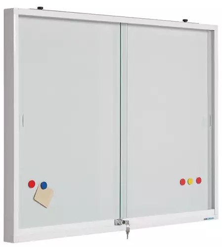 WhiteboardMatch Binnenvitrine wit, plexigl. deuren, whitebord (50466)