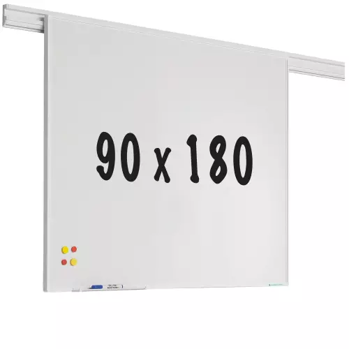 WhiteboardMatch Whiteboardrail PRO - Geëmailleerd staal - Weekplanner - Maandplanner - Jaarplanner - Magnetisch - Wit - 90x180cm (50490)