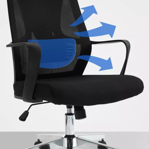 In And OutdoorMatch In And OutdoorMatch Bureaustoel Corina - Polyester - Metalen Frame - Zwart - Exclusieve Look - Game Chair (58034)
