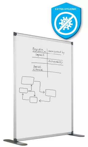 WhiteboardMatch Scheidingswand dubbelzijdig Extra Hyginisch emailstaal (50554)