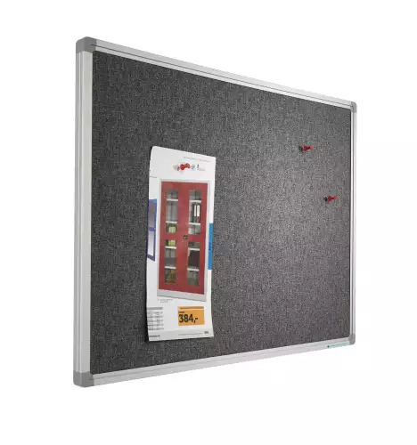 WhiteboardMatch Prikbord Camira stof PRO - Aluminium lijst - Eenvoudige montage - Punaises - Prikborden - 45x60cm (50570)