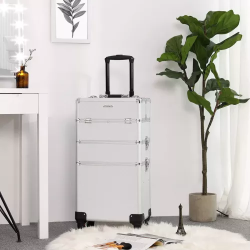 In And OutdoorMatch In And OutdoorMatch Beautycase Mylene - Professionele make-up koffer- Reis bagage afmeting - 3 in 1  Trolley voor kappers - Roterende wielen (63572)