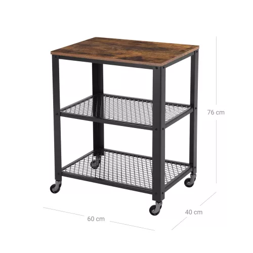 In And OutdoorMatch In And OutdoorMatch Keukenkast industrieel Kevin - Op wielen - Organizer - Met planken - 60x77x40cm (63652)