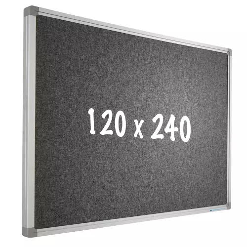 WhiteboardMatch Prikbord Camira stof PRO - Aluminium frame - Eenvoudige montage - Punaises - Prikborden - 120x240cm (50575)