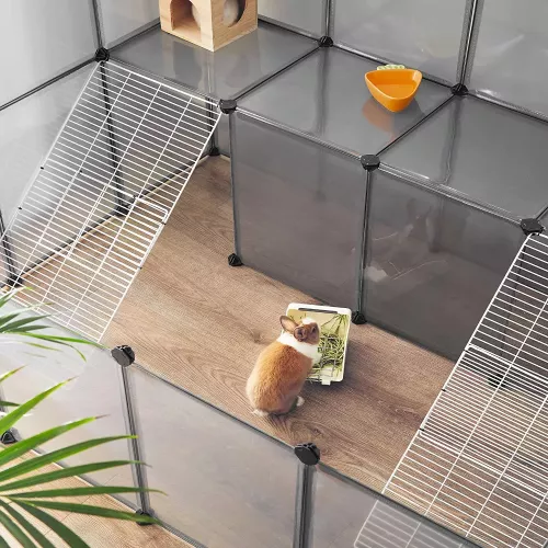 In And OutdoorMatch In And OutdoorMatch Dierenkooi Paula - Ren voor kleine dieren - 2 niveaus - Zwart - Transparant (63915)