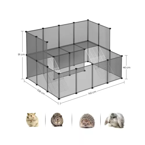 In And OutdoorMatch In And OutdoorMatch Dierenkooi Paula - Ren voor kleine dieren - 2 niveaus - Zwart - Transparant (63915)
