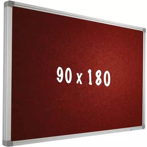 WhiteboardMatch Prikbord Camira stof PRO - Aluminium frame - Eenvoudige montage - Punaises - Rood - Prikborden - 90x180cm (50579)