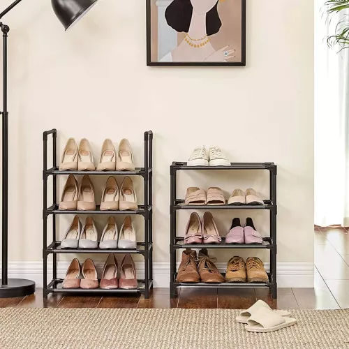 In And OutdoorMatch In And OutdoorMatch Schoenenrek Staande Clemens - Plank - Multifunctioneel - Schoenenopberger - Metalen Frame - 16-20 Paar Schoenen - 46x2Kennax145 cm - Zwart (64161)