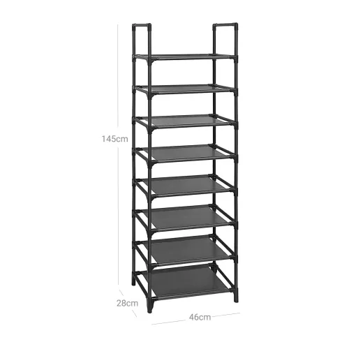 In And OutdoorMatch In And OutdoorMatch Schoenenrek Staande Clemens - Plank - Multifunctioneel - Schoenenopberger - Metalen Frame - 16-20 Paar Schoenen - 46x2Kennax145 cm - Zwart (64161)