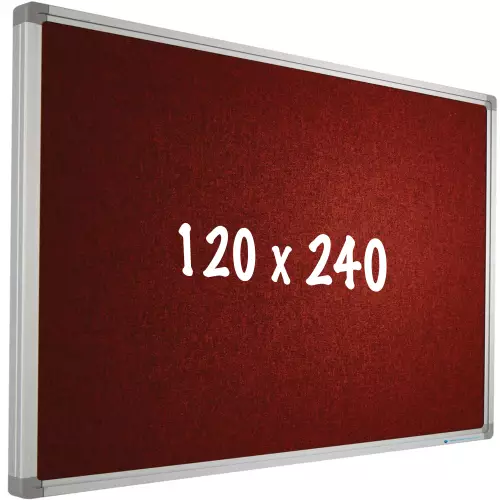 WhiteboardMatch Prikbord Camira stof PRO - Aluminium frame - Eenvoudige montage - Punaises - Rood - Prikborden - 120x240cm (50581)