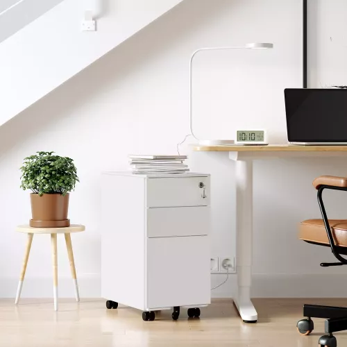 In And OutdoorMatch In And OutdoorMatch Luxe archiefkast met slot Lois - Bureaukast - Archiefkast metaal - Ladeblok bureau - Wit - 30x45x60cm (64455)