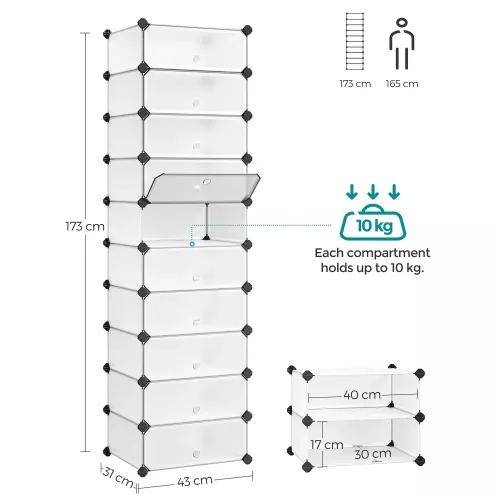 In And OutdoorMatch In And OutdoorMatch Schoenenrek Winfield - Wit - 20 paar schoenen - Schoenenkast - Hoogte 173cm (64557)