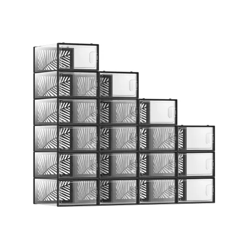 In And OutdoorMatch In And OutdoorMatch Schoenendoos transparant zwart 18 stuks Dawson - Sneakerdoos - Schoenendoos - Opbergsysteem - Opbergdoos - 33x23x14 cm (64903)