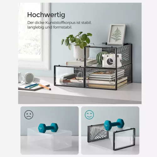 In And OutdoorMatch In And OutdoorMatch Schoenendoos transparant zwart 18 stuks Dawson - Sneakerdoos - Schoenendoos - Opbergsysteem - Opbergdoos - 33x23x14 cm (64903)