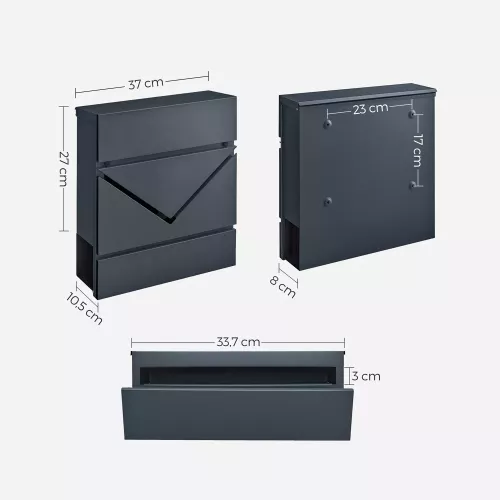 In And OutdoorMatch In And OutdoorMatch Brievenbus RVS Estel - Slot & klep - Brievenbus Brievenbus - Krantenrol Wandbrievenbus - Hangbaar - Grijs - 33x11x35cm (64913)