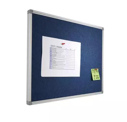 WhiteboardMatch Prikbord Camira stof PRO - Aluminium frame - Eenvoudige montage - Punaises - Blauw - Prikborden - 45x60cm (50588)