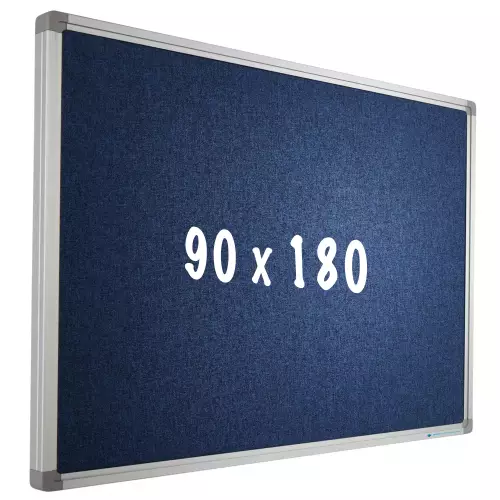 WhiteboardMatch Prikbord Camira stof PRO - Aluminium frame - Eenvoudige montage - Punaises - Blauw - Prikborden - 90x180cm (50591)