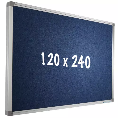 WhiteboardMatch Prikbord Camira stof PRO - Aluminium frame - Eenvoudige montage - Punaises - Blauw - Prikborden - 120x240cm (50593)