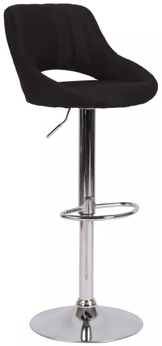 In And OutdoorMatch In And OutdoorMatch Barkruk Hipo Zwart chroom Lorenz - Stof - Zithoogte 60-81cm - Ergonomische barstoelen - In hoogte verstelbaar - Set van 1 - Met rugleuning - Voor keuken en bar (66247)