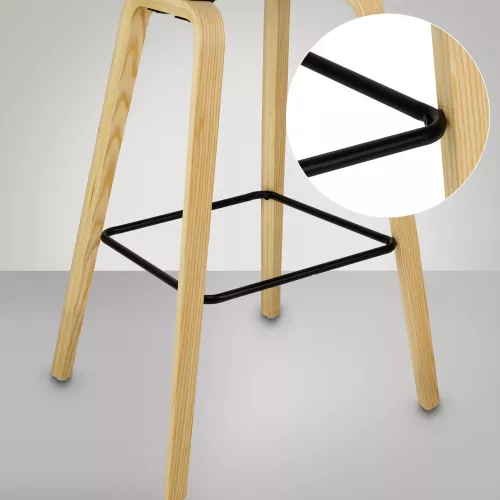 In And OutdoorMatch In And OutdoorMatch Barkruk Gerda - Grijs hout - 80cm zithoogte Set van 1 - Voor keuken en bar - Met rugleuning - Ergonomische barstoelen (66283)