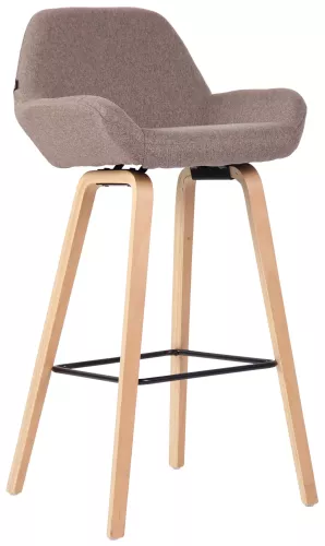 In And OutdoorMatch In And OutdoorMatch Luxe Barkruk Monroe - Bruin - Eiken Fineerhout - Luxe Design - Rugleuning - Voetensteun - Voor Keuken en Bar - Gestoffeerde Zitting (66351)