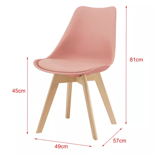 In And OutdoorMatch In And OutdoorMatch Eetkamerstoel Oren - Set van 4 - Imitatieleer en Beuken - Roze - Gestoffeerde Zitting - Modern Design (67452)