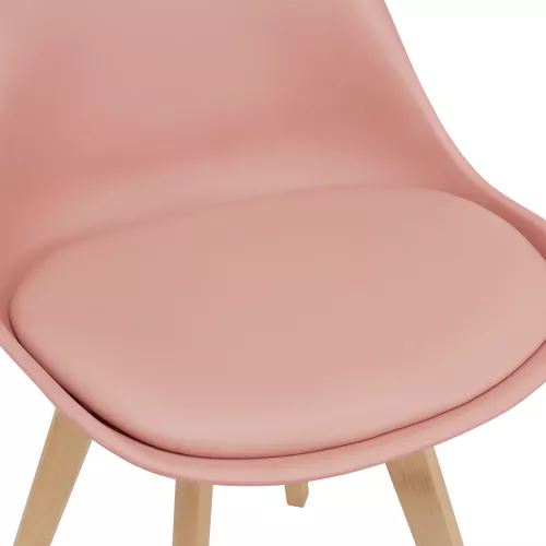 In And OutdoorMatch In And OutdoorMatch Eetkamerstoel Oren - Set van 4 - Imitatieleer en Beuken - Roze - Gestoffeerde Zitting - Modern Design (67452)