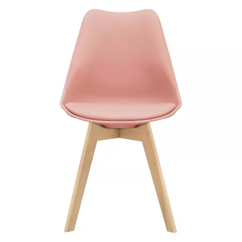 In And OutdoorMatch In And OutdoorMatch Eetkamerstoel Oren - Set van 4 - Imitatieleer en Beuken - Roze - Gestoffeerde Zitting - Modern Design (67452)