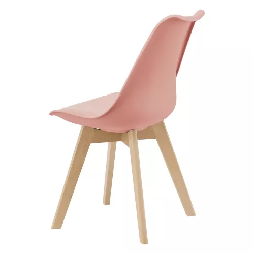In And OutdoorMatch In And OutdoorMatch Eetkamerstoel Oren - Set van 4 - Imitatieleer en Beuken - Roze - Gestoffeerde Zitting - Modern Design (67452)